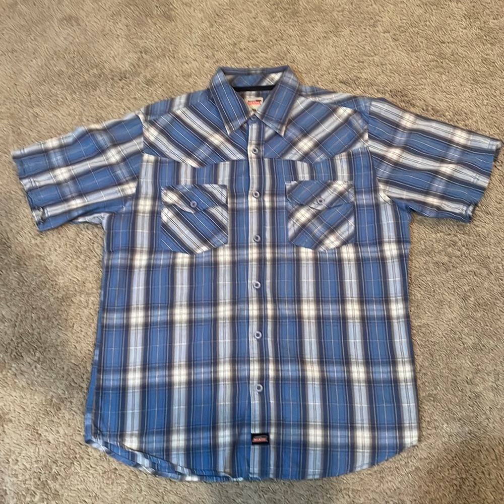 Beautiful Blue White Gray Dickies Button Up Shirt Exclusive Design